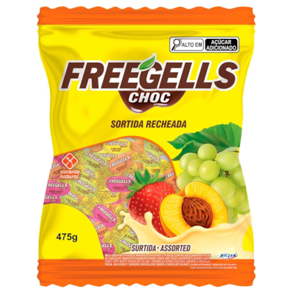 Bala Freegells Recheada Chocolate Sortida 475gr - RICLAN