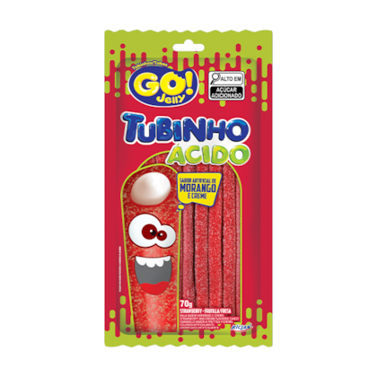 BALA  GO JELLY TUBINHO 70GR - MORANGO ACIDO