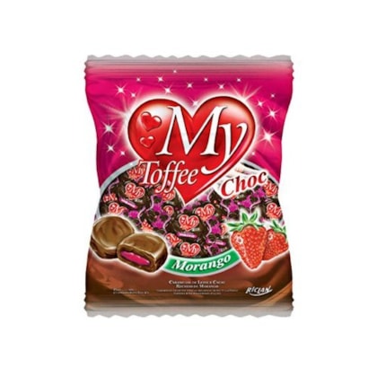 BALA MY TOFFEE CHOCOLATE E MORANGO 500GR