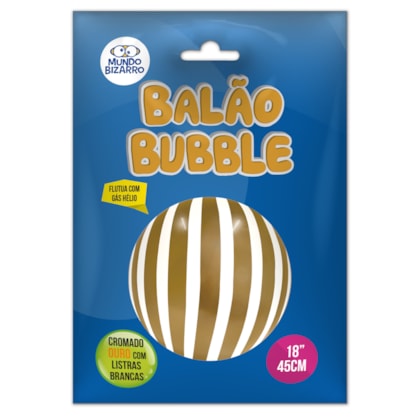 BALAO BUBBLE 45CM TRANSP.C/LISTR DOUR MUNDO BIZARRO *CP02