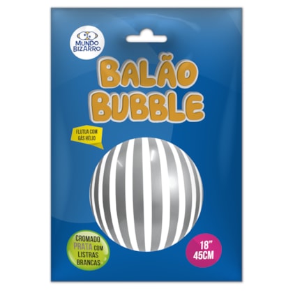 BALAO BUBBLE 45CM TRANSP.C/LISTR PRATAS MUNDO BIZARRO *CP02