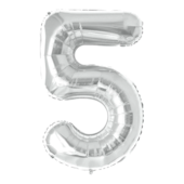 BALAO MET.NUMEROS N.05 100CM PRATA MSW *CP02