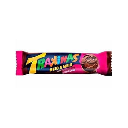 BISCOITO TRAKINAS MEIO CHOCOLATE MEIO MORANGO 126GR