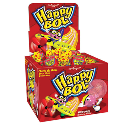 CHICLE HAPPY BOL 140GR MORANGO *CP03