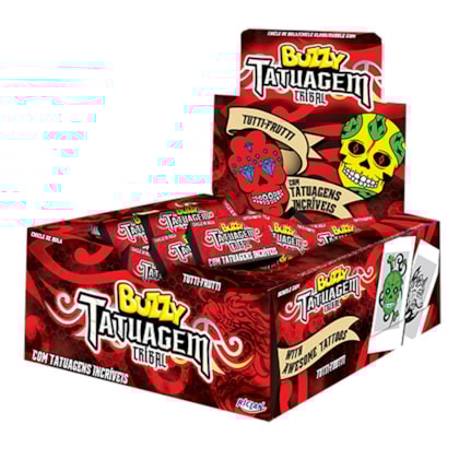 Chiclete Buzzy Tattoo Tribal Tutti-Frutti c/90 - Riclan
