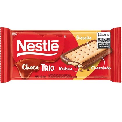 Chocolate ao Leite Recheado de Leite com Biscoito 90g - Nestlé/Choco Trio