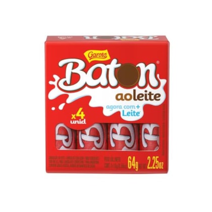 CHOCOLATE BATON 64GR AO LEITE C/4 *CP01