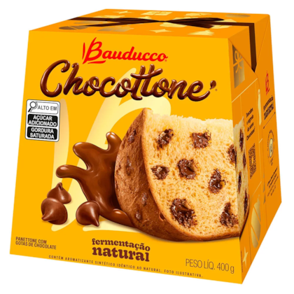 Chocottone Bauducco 400gr - Panetone com Gotas de Chocolate