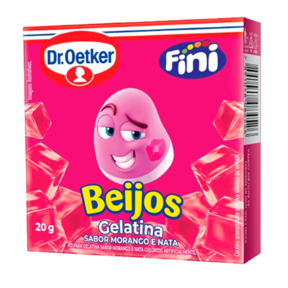 GELATINA FINI BEIJOS 20GR SABOR MORANGO E NATA