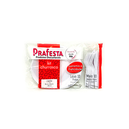 Kit para Churrasco com 10un - Prato Oval Prafesta