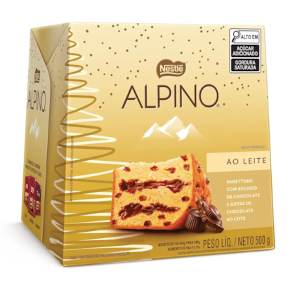 Panettone Nestlé Gotas de Chocolate ao Leite Recheio Chocolate Alpino Caixa 500g