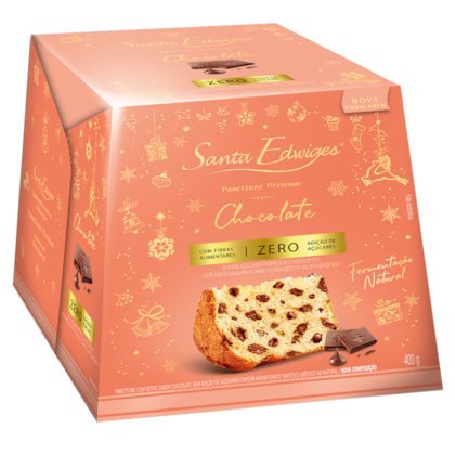 Panettone Zero Açúcar com Gotas de Chocolate 400G - SANTA EDWIGES - SANTA EDWIGES 