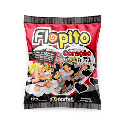 PIRULITO CORACAO FLOPITO BLACK COLA C/50 *CP01