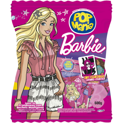 Pirulito Pop Mania Barbie Framboesa C/50 - RICLAN