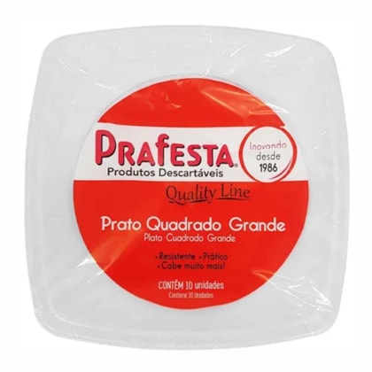 PRATO QUAD GRD Q.LINE PRAFESTA C/10 BRANCO *CP02