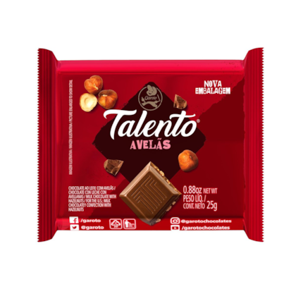 UN. CHOCOLATE TALENTO 25GR AVELA VAREJO