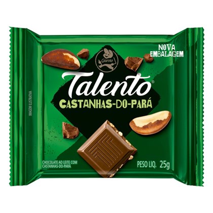 UN. CHOCOLATE TALENTO 25GR LEITE/CAST. DO PARA
