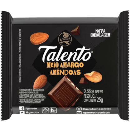 UN. CHOCOLATE TALENTO 25GR MEIO AMARG *CP02