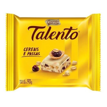 UN.CHOCOLATE TALENTO 85G BCO CER/PASSAS