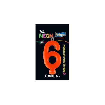 VELA NEON LARANJA N.6 FESTCOLOR *CP02